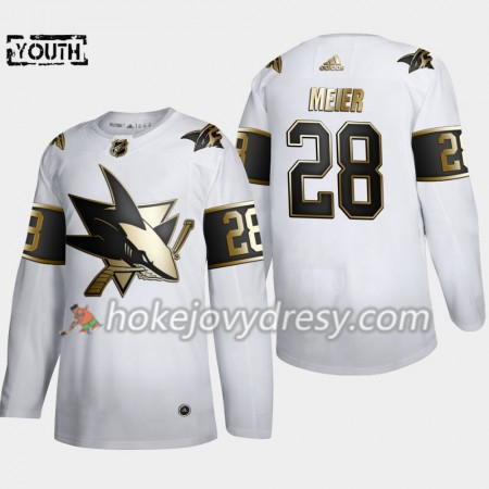 Dětské Hokejový Dres San Jose Sharks Timo Meier 28 Adidas 2019-2020 Golden Edition Bílá Authentic